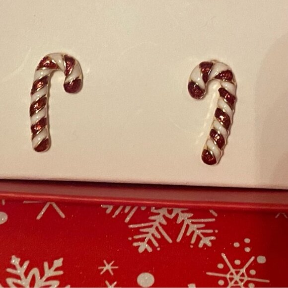 BETSEY JOHNSON NEW EARRINGS GIFT SET BOX 2 PAIR RED CANDY CANE BLING PIGS PINK - Picture 4 of 4